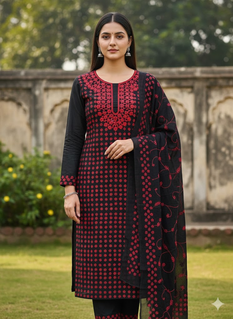 Chikonwala's Exclusive Hand Embroidered Fulkari Dress