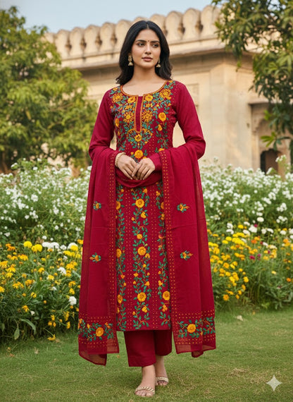 Chikonwala's Exclusive Hand Embroidered Fulkari Dress