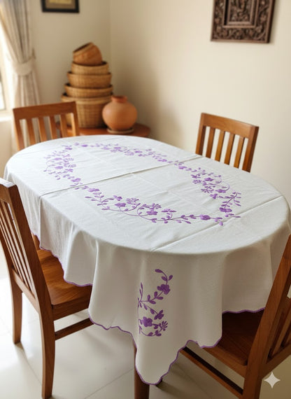 Hand Embroidered Floral Table Cover