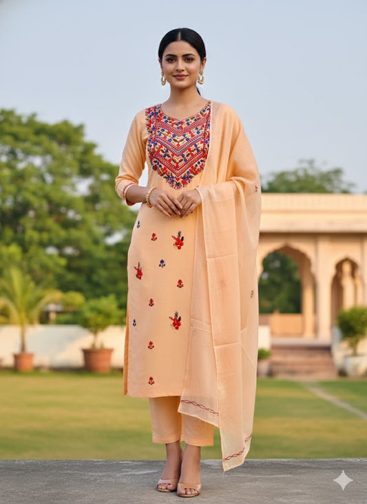 Chikonwala's Exclusive Hand Embroidered Contrast Fulkari Dress