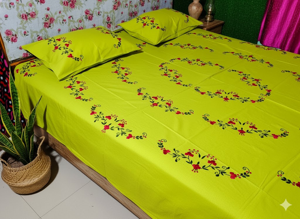 Chikonwala's Hand Embroidered Pure Cotton Bedsheet