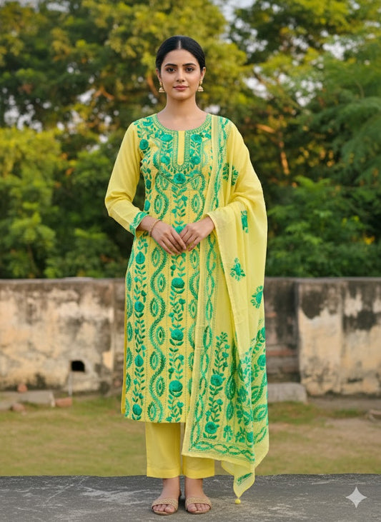 Chikonwala's Exclusive Hand Embroidered Fulkari Dress