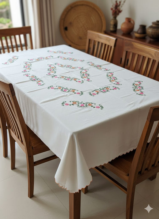 Hand Embroidered Floral Table Cover