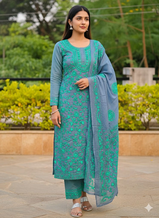 Chikonwala's Exclusive Hand Embroidered Fulkari Dress