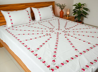 Chikonwala's Hand Embroidered Floral Design Bedsheet