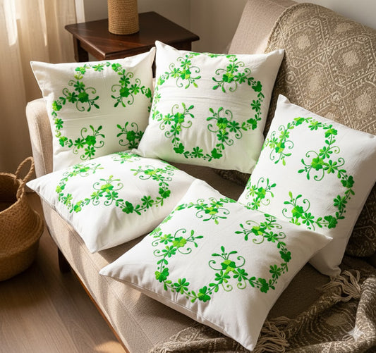 Hand Embroidered Cotton Cushion Covers (Set of 5)
