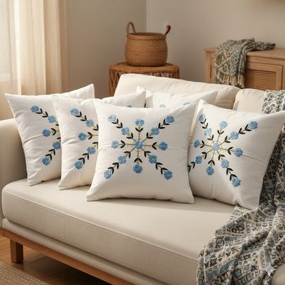 Hand Embroidered Cotton Cushion Covers (Set of 5)