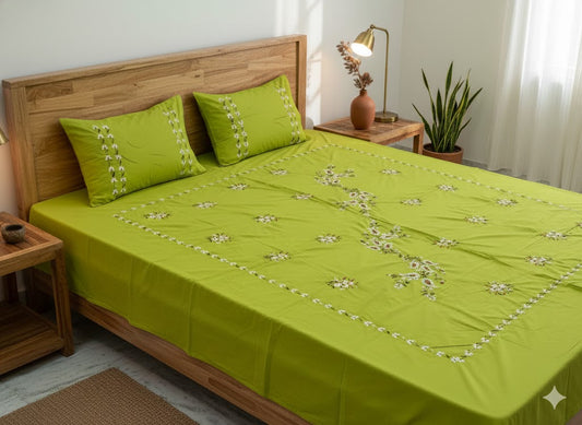 Chikonwala's Hand Embroidered Pure Cotton Bedsheet