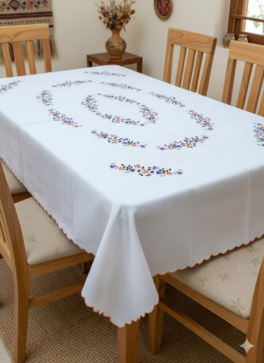 Hand Embroidered Floral Table Cover