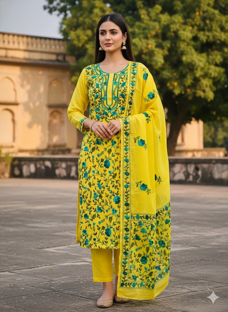 Chikonwala's Exclusive Hand Embroidered Fulkari Dress