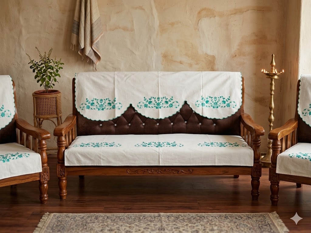 Hand Embroidered Sofa Cover (3+1+1 Seater)