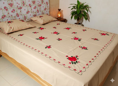 Chikonwala's Hand Embroidered Floral Design Bedsheet