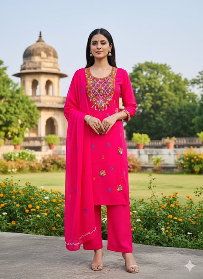 Chikonwala's Exclusive Hand Embroidered Contrast Fulkari Dress