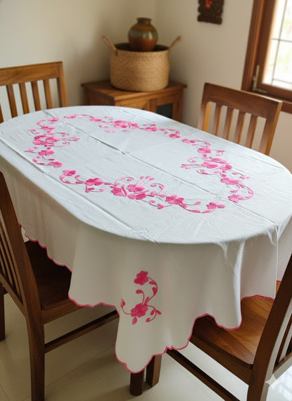 Hand Embroidered Floral Table Cover