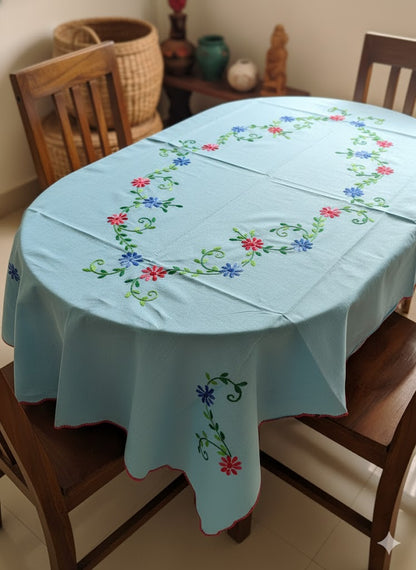 Hand Embroidered Floral Table Cover
