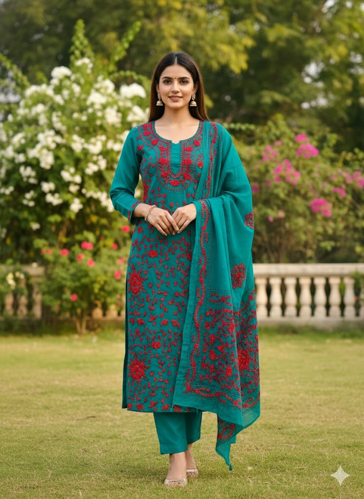 Chikonwala's Exclusive Hand Embroidered Fulkari Dress