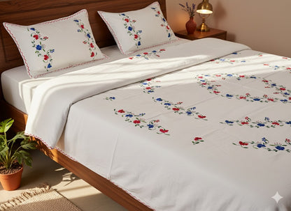 Chikonwala's Hand Embroidered Floral Design Bedsheet