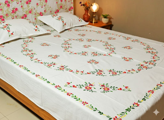 Chikonwala's Hand Embroidered Pure Cotton Bedsheet