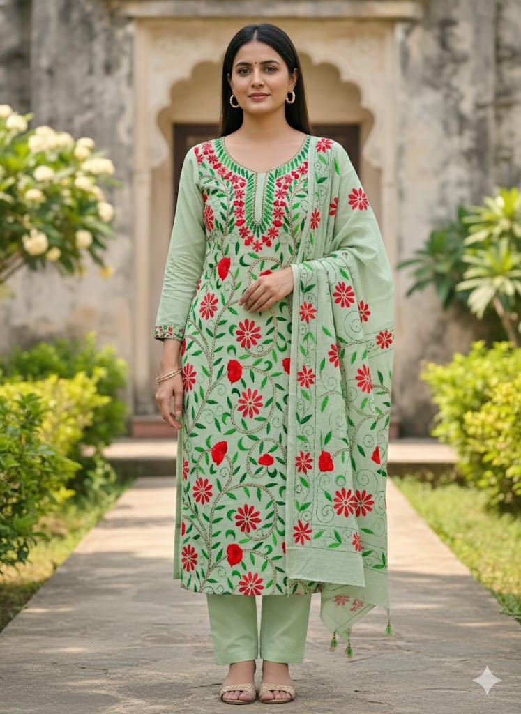 Chikonwala's Exclusive Hand Embroidered Fulkari Dress