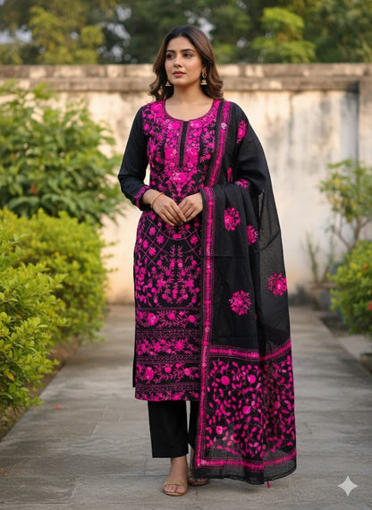 Chikonwala's Exclusive Hand Embroidered Fulkari Dress