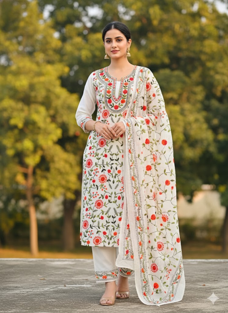 Chikonwala's Exclusive Hand Embroidered Fulkari Dress