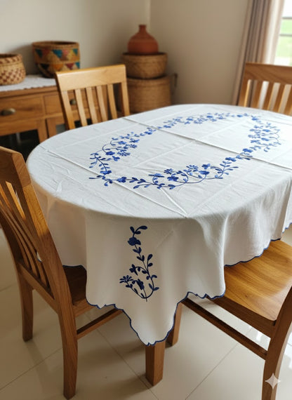 Hand Embroidered Floral Table Cover