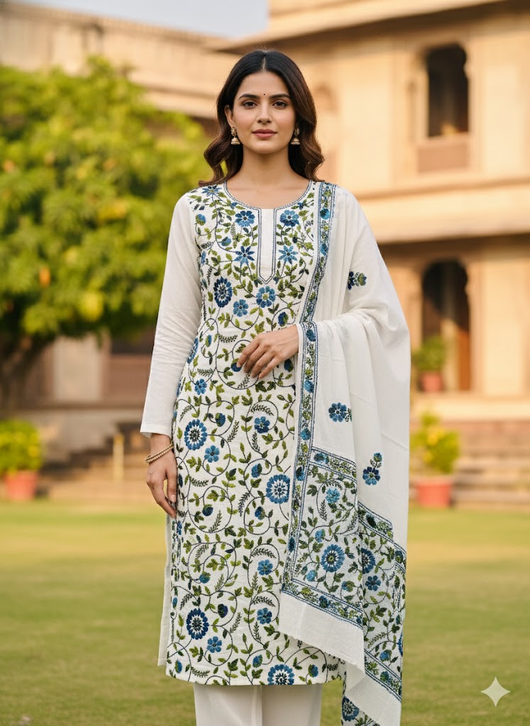 Chikonwala's Exclusive Hand Embroidered Fulkari Dress