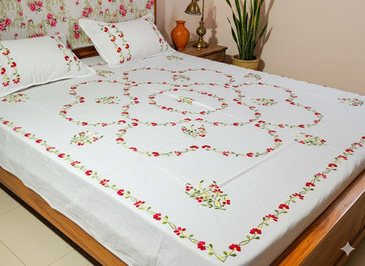 Chikonwala's Hand Embroidered Pure Cotton Bedsheet