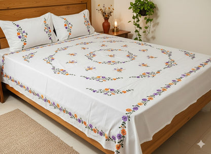 Chikonwala's Hand Embroidered Pure Cotton Bedsheet