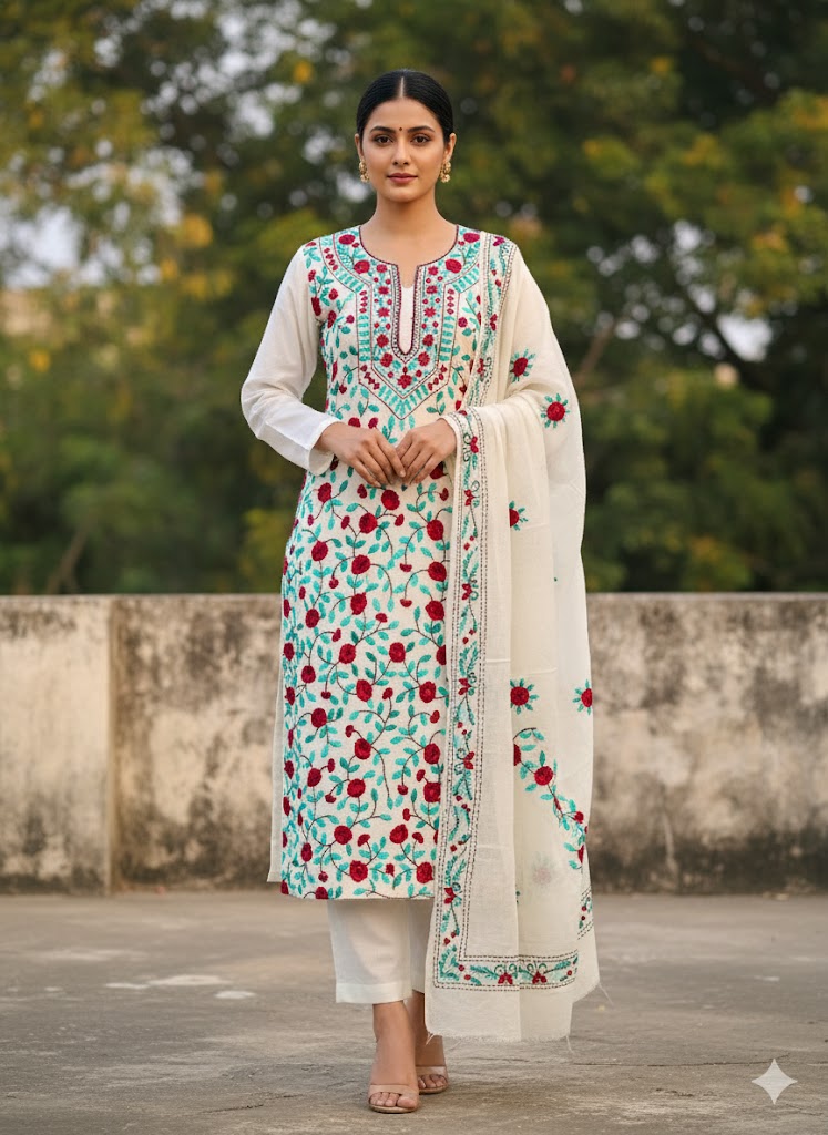 Chikonwala's Exclusive Hand Embroidered Fulkari Dress
