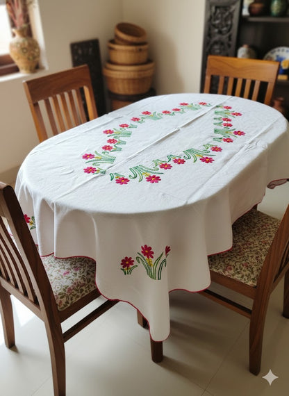 Hand Embroidered Floral Table Cover