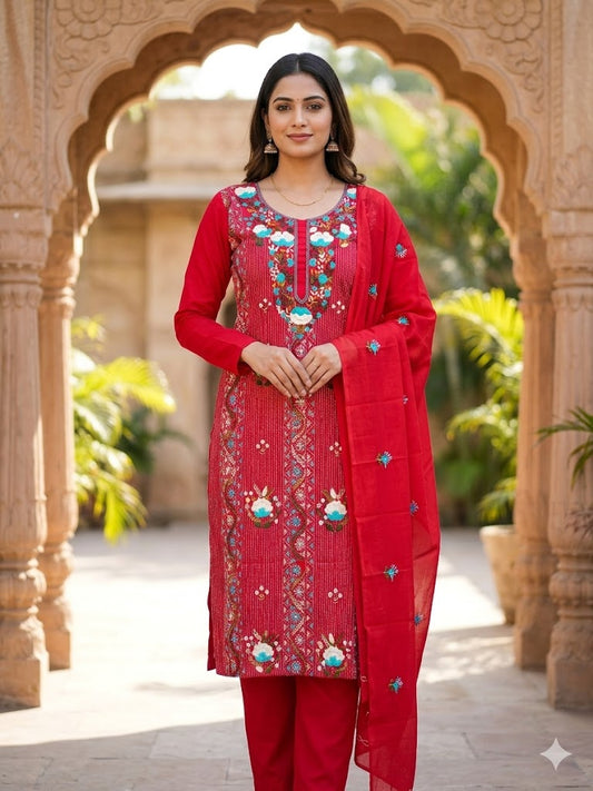 Chikonwala's Exclusive Hand Embroidered Kolkatakari Dress Material