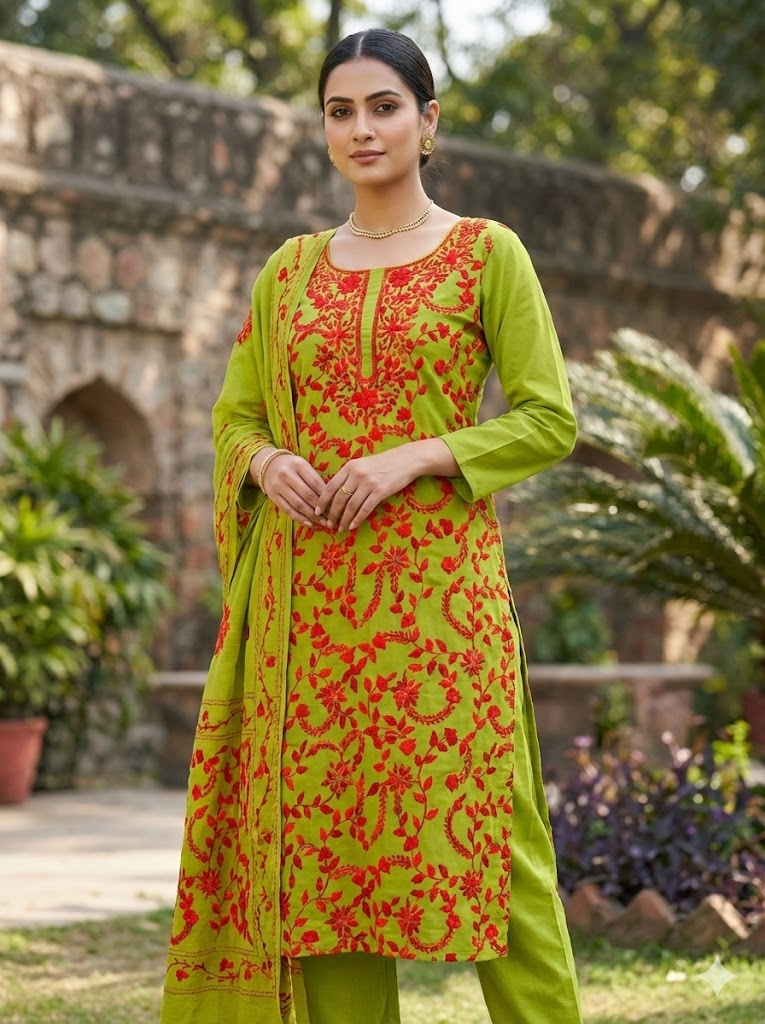 Chikonwala's Exclusive Hand Embroidered Fulkari Dress