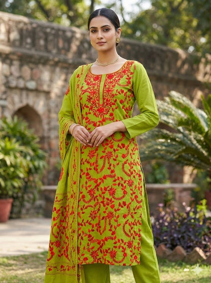 Chikonwala's Exclusive Hand Embroidered Fulkari Dress