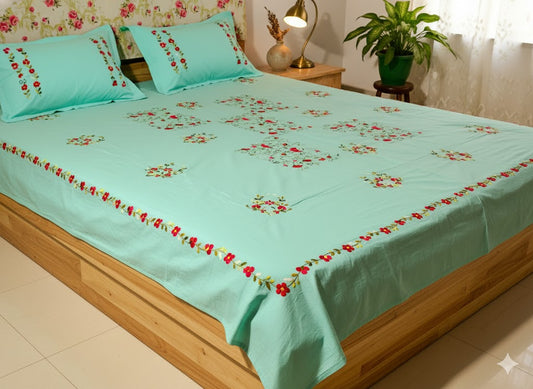 Chikonwala's Hand Embroidered Pure Cotton Bedsheet