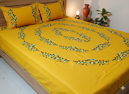 Chikonwala's Hand Embroidered Floral Design Bedsheet