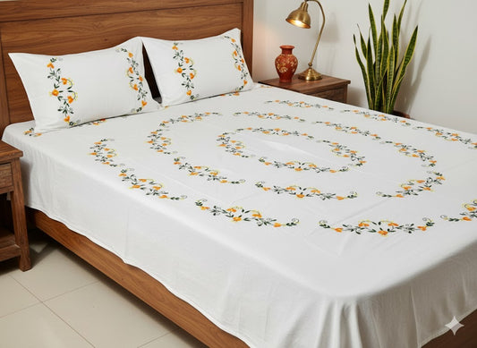 Chikonwala's Hand Embroidered Pure Cotton Bedsheet