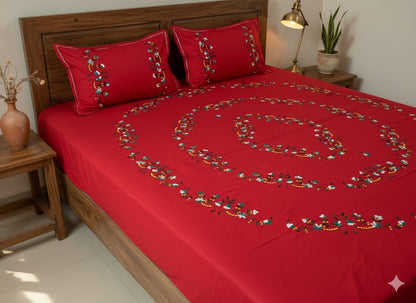 Chikonwala's Hand Embroidered Floral Design Bedsheet
