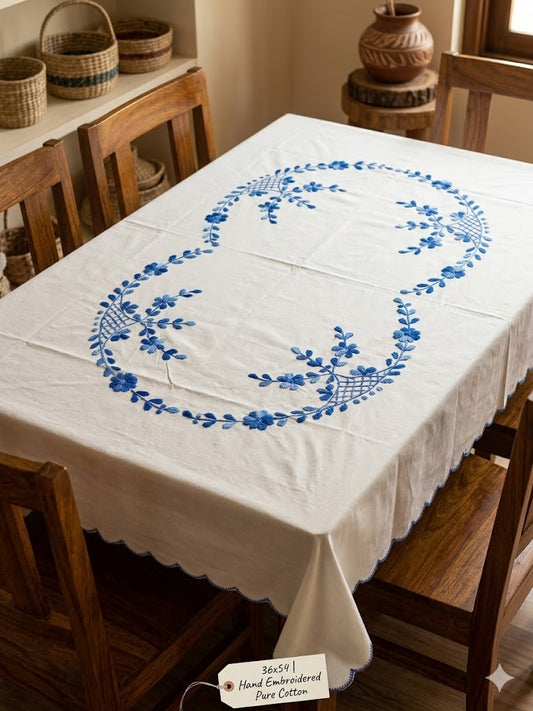 Hand Embroidered Four Seater Floral Table Cover