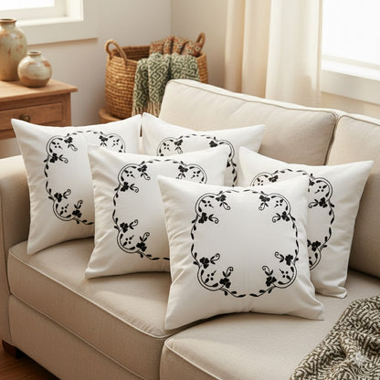 Hand Embroidered Cotton Cushion Covers (Set of 5)