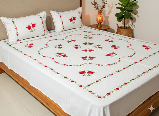 Chikonwala's Hand Embroidered Floral Design Bedsheet