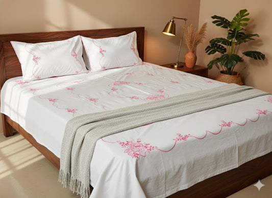 Chikonwala's Hand Embroidered Floral Design Bedsheet