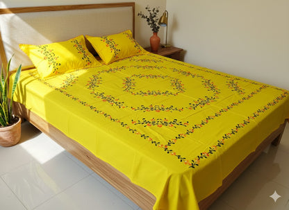 Chikonwala's Hand Embroidered Floral Design Bedsheet