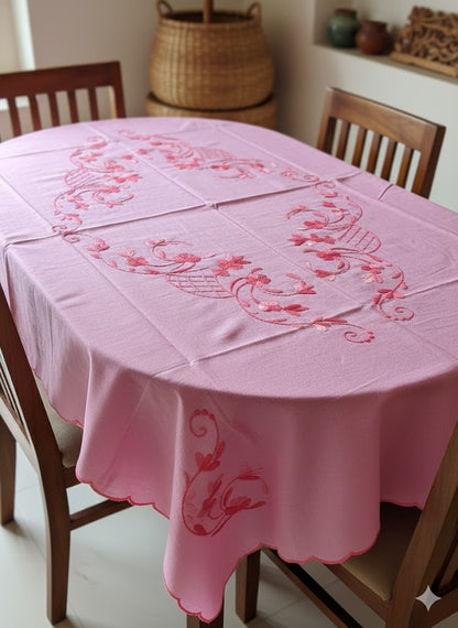 Hand Embroidered Floral Table Cover