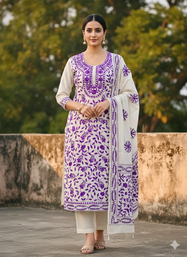 Chikonwala's Exclusive Hand Embroidered Fulkari Dress
