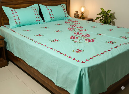 Chikonwala's Hand Embroidered Pure Cotton Bedsheet
