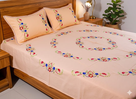 Chikonwala's Hand Embroidered Pure Cotton Bedsheet