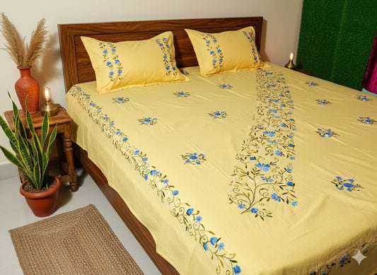 Chikonwala's Hand Embroidered Pure Cotton Bedsheet