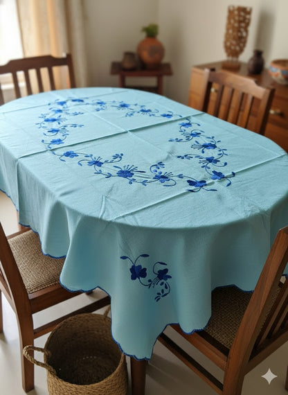 Hand Embroidered Floral Table Cover