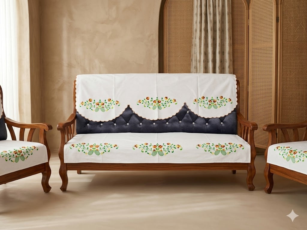 Hand Embroidered Sofa Cover (3+1+1 Seater)